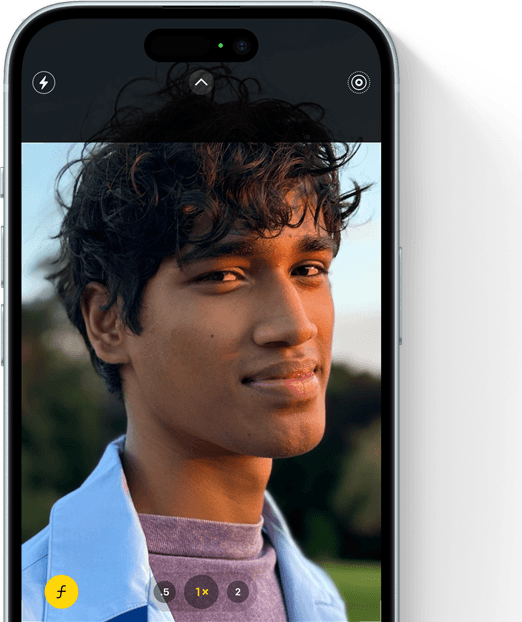 Ein iPhone 15 zeigt den Porträtmodus für Fotos