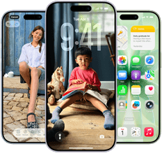 iPhone 17, Rückansicht, Dynamic Island oben mittig, drei Farben: Nebelblau, Lavendel, Salbei