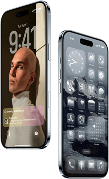 Zwei iPhone Air Geräte, Vorderseite, Seite, dünnes Profil, Sperrbildschirm und Homescreen