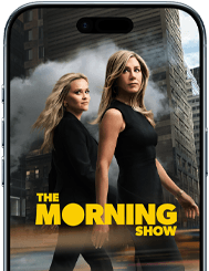 Ein iPhone Air Display zeigt die Apple TV+ Serie The Morning Show. 