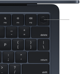 Touch ID Sensor in der oberen rechten Ecke der MacBook Air Tastatur