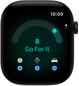 Apple Watch Series 12, Aluminiumgehäuse, Farbe Schwarz, Tagesformwert 8, rechte Seitenansicht, Digital Crown