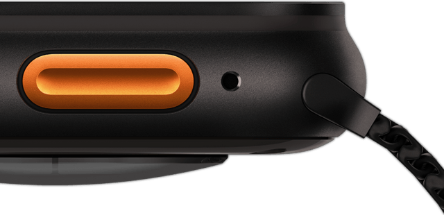 Die Actiontaste wird gut sichtbar im seitlichen Profil gezeigt