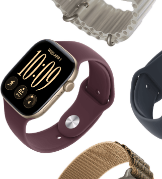 Apple Watch Series 11 Armbänder: Sportarmband Nebelviolett, Ocean Armband Maritimblau, Alpine Loop Hellblau