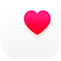 Health App Symbol, ein pinkes Herz in einem weißen Feld