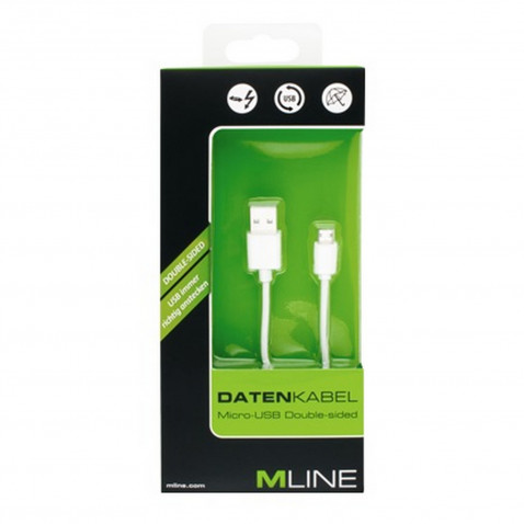 Mline Micro USB-USB 1m double-sided wh